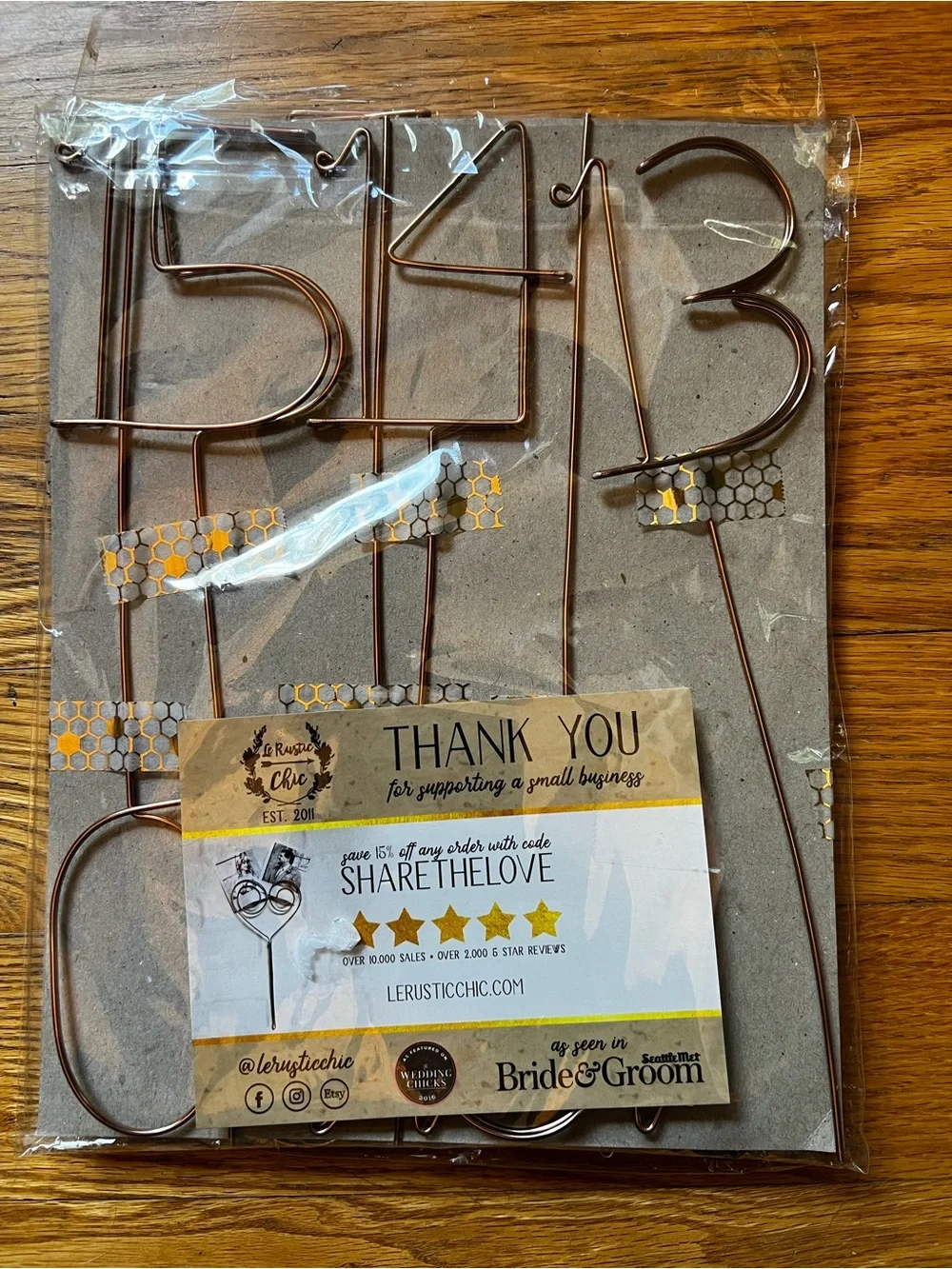 Rose Gold Wire Number Table Markers Wedding 10-22